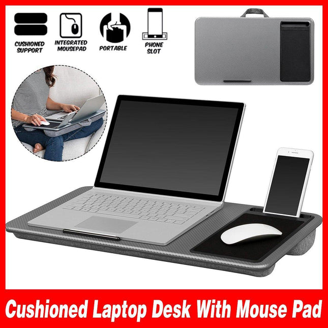 Multi Functional Laptop Desk with Cushion and Mouse Pad for Computer and Tablet