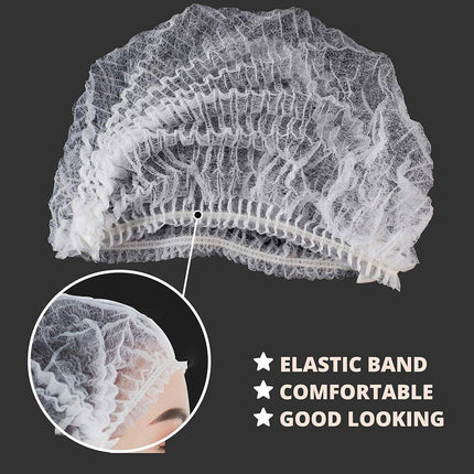 100pcs Disposable Non Woven Hairnet Caps for Food Service Kitchen Work Use