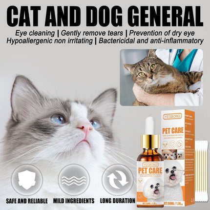 Pet Eye Tear Stain Remover Drops Wash for Dogs and Cats Cleans Eye Discharge