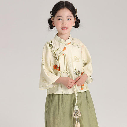 Summer New Chinese Style Suit for Girls Traditional Outfit High-Quality