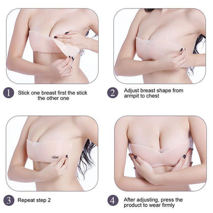 One Piece Silicone Invisible Bra Adhesive Push Up Strapless Backless Lingerie - Aimall