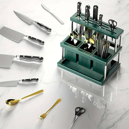 Cutlery Holder Storage Caddy Kitchen Utensil Drying Rack For Spoon Fork Knife