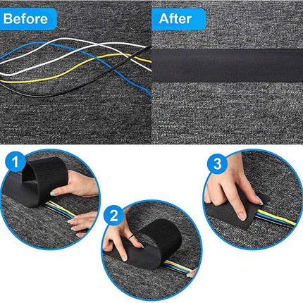Cable Cover Nylon Sticky Wire Protector Floor Blanket Reusable Cord Tube Cover - Aimall