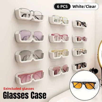 6pcs Eyeglass Organizer Wall Mounted Storage Rack Display Shelf Case Holder