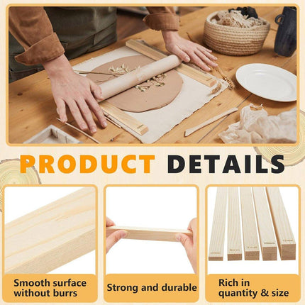 10pcs Wooden Pottery Clay Tools Rolling Plate Square Long Plate Pottery Ruler