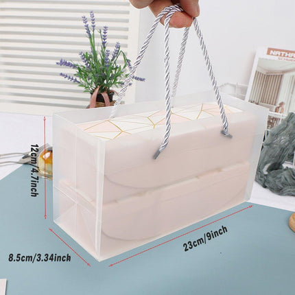 25pcs Long Strip Clamshell Packaging Box 3-Compartment Dessert Storage Box