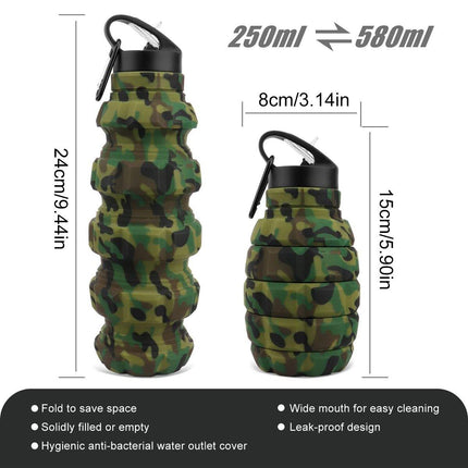 Plastic Grenade Water Bottle Silicone Riding Sports Kettle Retractable Folding Water Bottle