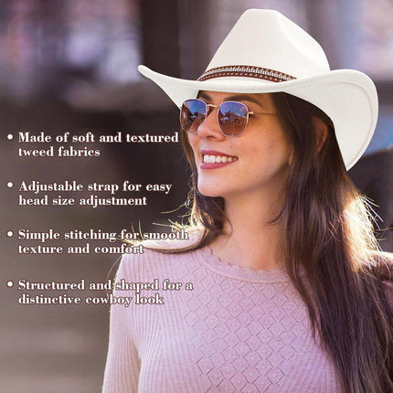 Western Cowboy Hat American  Jazz Hat for Men Women Upside Down Top Hat