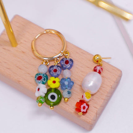 Handmade Colorful Flower Beaded Earrings Bohemian Fashion Jewelry Gift