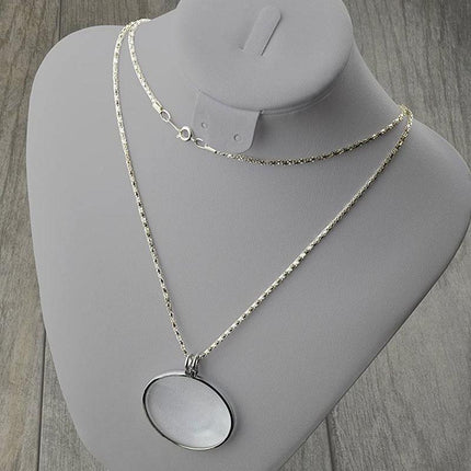 Monocle Lens Necklace 5x Magnifier Magnifying Glass Pendant Coin Gold Silver - Aimall