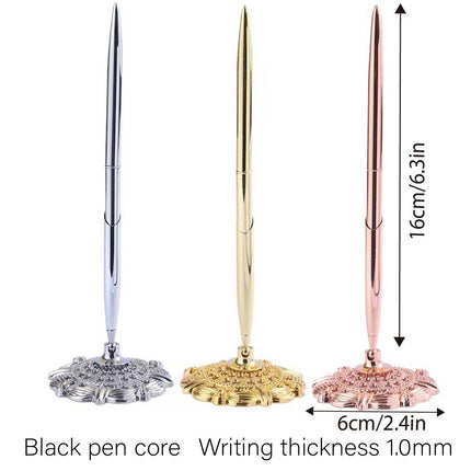 6pcs Black Ballpoint Pen Set Plum Blossom Base Office Desk Signature Writing Pen