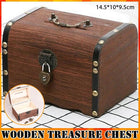 Wooden Treasure Chest Retro Money Storage Box Case Coin Piggy Bank Organizer - Aimall