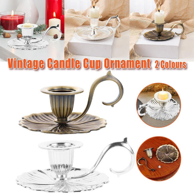 Retro Handheld Candlestick Holder European Style Candle Stand Metal Candlestick