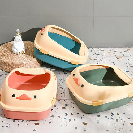 Large Cat Litter Box Semi Enclosed Anti Splash Durable Plastic Open Circulation