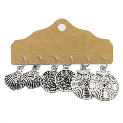 3Set Pairs Bohemian Style Earrings Retro Ethnic Fashionable Romantic Su Earrings