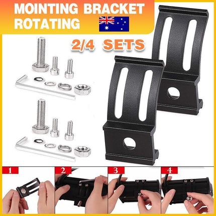 2X Mounting Brackets Rotating Slide Base Mounts AL Alloy For LED Work Light Bar - Aimall