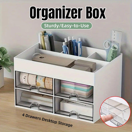 Large Capacity Pen Storage Box Desktop Organizer Multi-functional Stationery Box