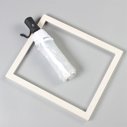 Transparent Folding Umbrella Compact Tri Fold Design Clear Rain Protection Cover