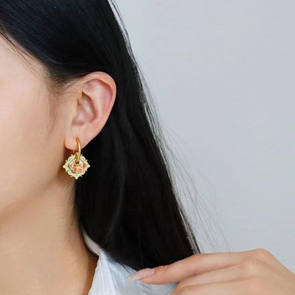 Women Fashion Retro Colorful Oil Drop Butterfly Earring High-end Luxury Simple