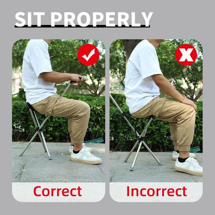 Stainless Steel Walking Stick with Seat Folding Cane Chair for Travel and Outdoor Use