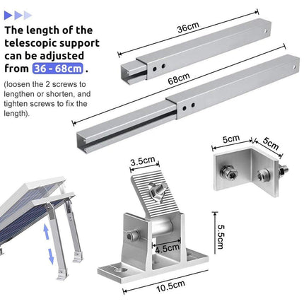Adjustable Solar Panel Mounting Brackets 15-30 Degrees Aluminum Roof PV Support