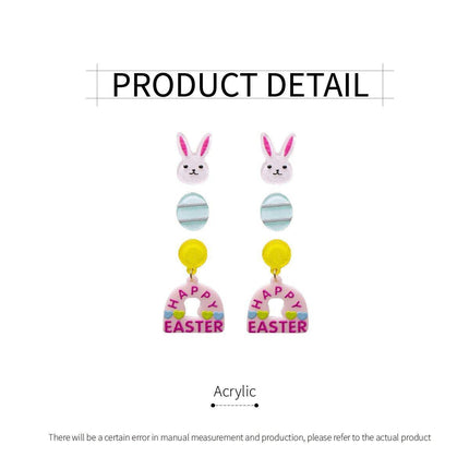Easter Rabbit Egg Earrings Acrylic Jewellery Set Festive Accessories Women