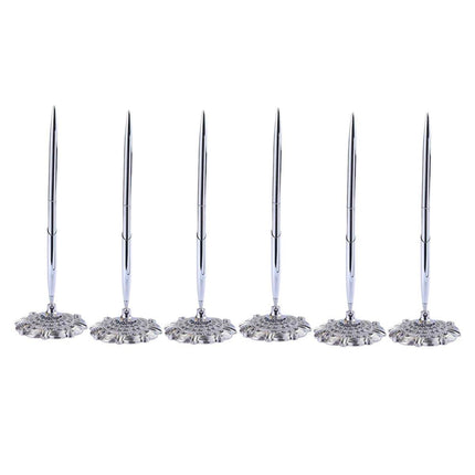 6pcs Black Ballpoint Pen Set Plum Blossom Base Office Desk Signature Writing Pen