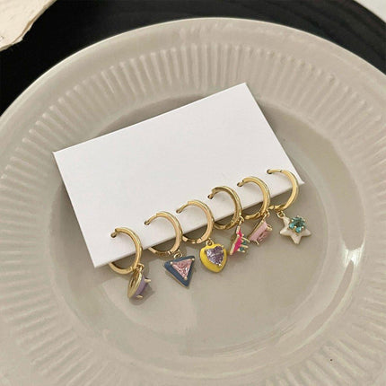 Colourful Geometric Earrings Glazed Zircon Fashion Dangle Sweet Jewelry