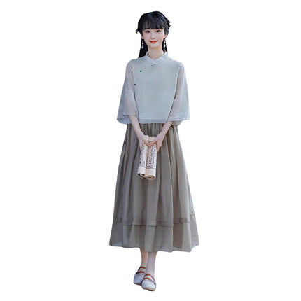 Elegant Cheongsam Women Modern Chic Chinese improved Style Han Fashion Dress - Aimall