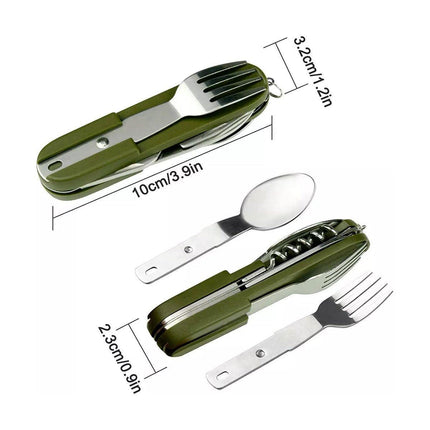 6in1 Portable Folding Knife Fork Spoon Set Outdoor Multi Functional Tableware