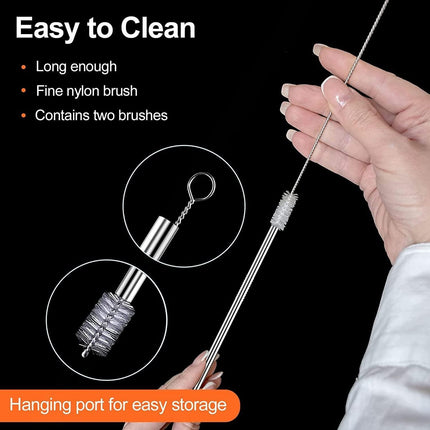 10PCS Stainless Steel Straws Bent Long Reusable Washable Metal Drinking Straw - Aimall