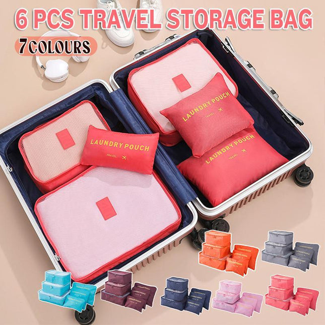 6PCS/Set Suitcase Storage Bags Luggage Organiser Clothes Packing Travel Cubes - Aimall