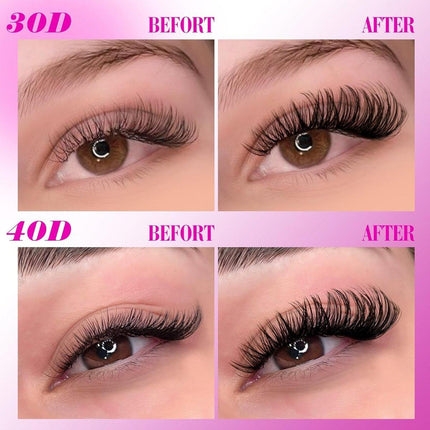 DIY Sectional False Eyelashes Kit 12 Rows with Glue and Tweezers Large Capacity