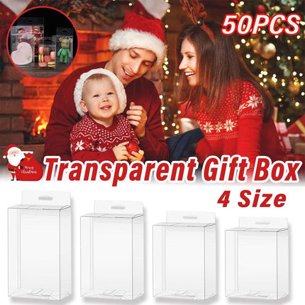 50pcs Transparent Gift Boxes with Hooks Clear Packaging Storage Containers