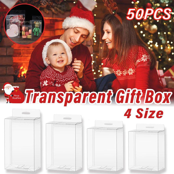 50pcs Transparent Gift Boxes with Hooks Clear Packaging Storage Contai ...