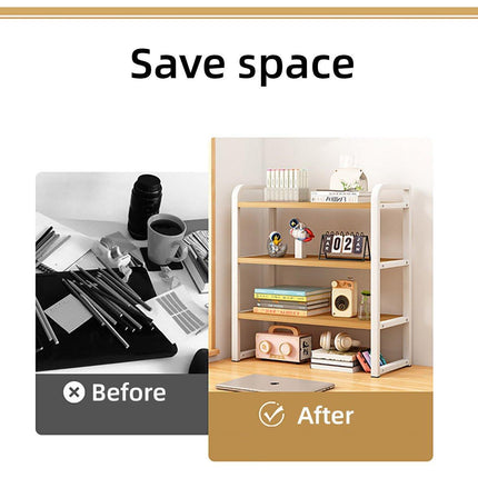 Adjustable Height Multi-Layer Desktop Bookshelf Home Office Floor Organizer Rack