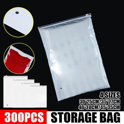 300PCS Zip Lock Plastic Bags Reclosable Resealable Zipper Pouch for Clothes Bag Aimall