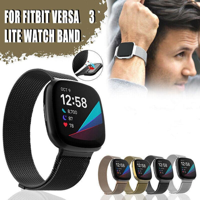 For Fitbit Versa 3 Lite Watch Band Strap Sports Metal Wristband Replacement Large - Aimall