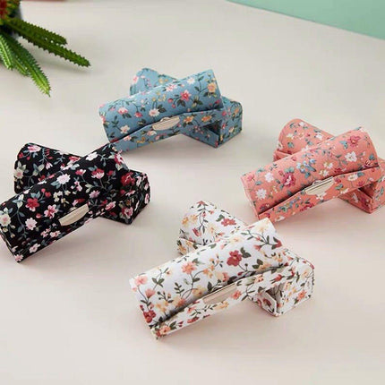 8PCS Set Vintage Flower Cloth Lipstick Box Mirror Packaging Portable Gift Case