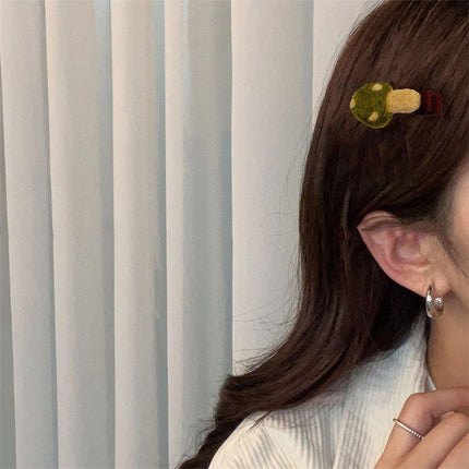 Autumn Winter Mushroom Felt Hair Clip Soft Wool Cute Style Hair Accessories