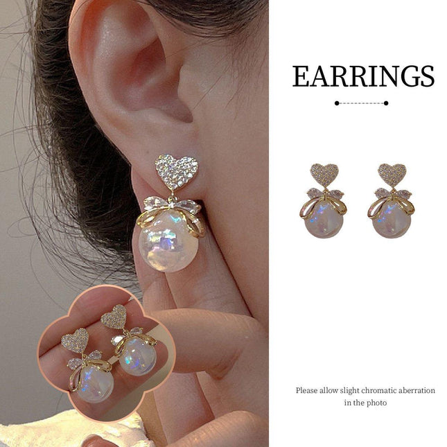 Love Pearl Earrings Elegant Temperament Jewelry for Women Chic Fashion Gift