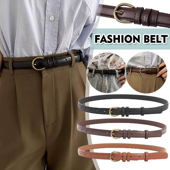 Female Women Candy Color Pu Leather Belt Dress Strap Thin Waistband Waist Belts - Aimall
