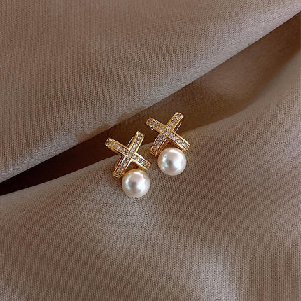 Vintage Faux Pearl Stud Earrings Fashion Jewelry Elegant Retro Earring