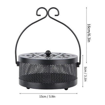 Fireproof Wrought Iron Mosquito Coil Holder with Cover for Indoor Outdoor Use