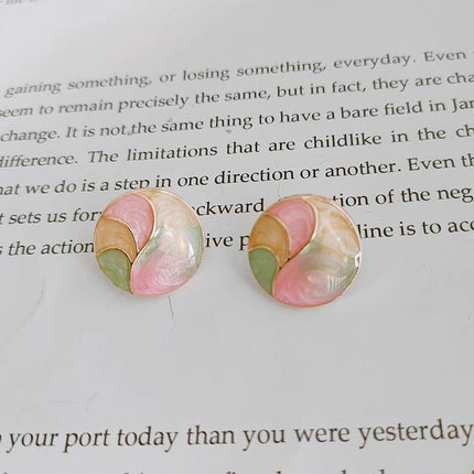 925 Silver Retro Geometry Oil Painting Color Mixing Dangle Earrings Jewlery Gift - Aimall