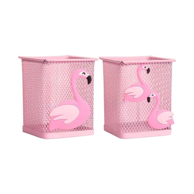 2pcs Cartoon Pink Hollow Mesh Pen Holder Multifunctional Stationery Organizer