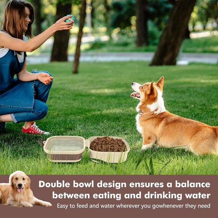 2 in 1 Outdoor Portable Pet Dog and Cat Food Water Bowl for Travel and Hiking