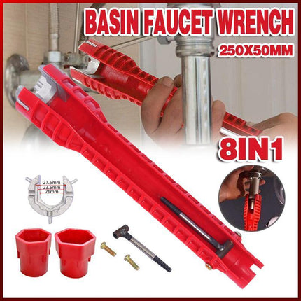 8 In 1 Sink Basin Wrench Multifunction Faucet Tap Spanner Installer Hand Tools - Aimall