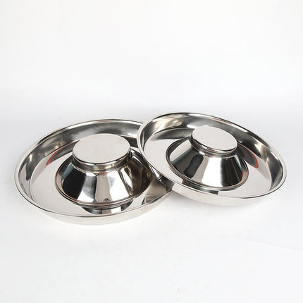 2pcs Stainless Steel Dog Cat Slow Feeder Pet Food Bowl Non-Slip Stop Eating Dish