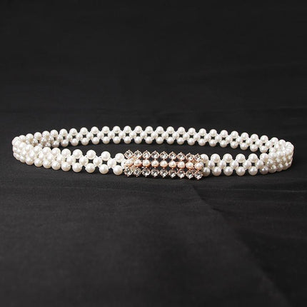 Women's Bead Chain Belt Pearl Waist Chain Dress Decorative Belt Waistband 8C - Aimall
